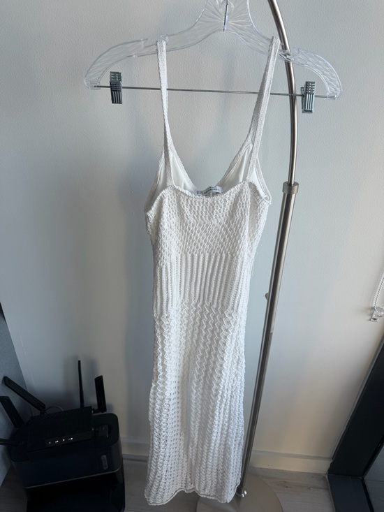 stradivarius White Crochet Maxi Dress with Scoop Neck - Picture 6 of 6